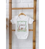 Pia Baby Premium %100 Pamuk İsme Özel Organik Baskılı Çıtçıtlı Bebek Body Zıbın Modelleri 5060-16 (Ekru)