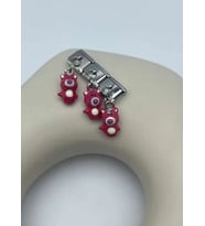 Çelik Silver Kırmızı Ayıcık Sallantılı Nomi Charm - 25crm64
