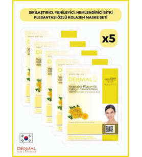 Dermal Sıkılaştırıcı, Yenileyici, Nemlendirici Bitki Plesantası Özlü Kolajen Maske 23gr 5 Adet