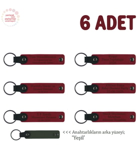 Yeni Katılan Personellere Hoş Geldin Hediyesi, 6'lı Set, İsimli Hatıra Anahtarlık, Kırmızı & Yeşil