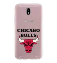 Samsung Galaxy J7 Pro Kapak Chicago Bulls Tasarımlı Şeffaf Silikon Kılıf