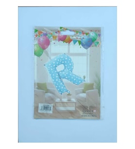 R Harf Mavi Yıldız Desenli Folyo Balon 26" inç 65 cm parti, doğum