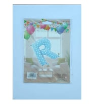 R Harf Mavi Yıldız Desenli Folyo Balon 26" inç 65 cm parti, doğum