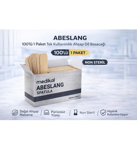 Abeslang 100'Lü 1 Paket Tek Kullanımlık Ahşap Dil Basacağı Spatula