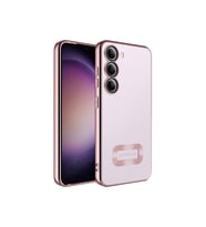 Samsung Galaxy S23 Plus Uyumlu Kılıf Kamera Korumalı Logo Gösteren Zore Omega Kapak (Rose Gold Altın)