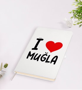 BK Gift I Love Muğla Tasarımlı Beyaz Defter - Model 1