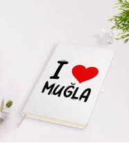 BK Gift I Love Muğla Tasarımlı Beyaz Defter - Model 1