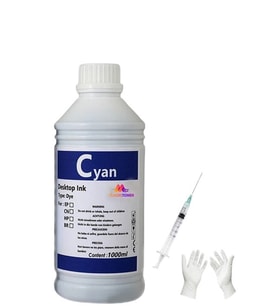 Tecprint Canon E414 1 Litre Mavi Muadil Mürekkep+Enjektör+Eldiven