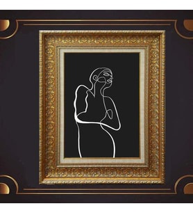 Gold Altın Kalın Çerçeveli Paspartulu Tablo s1936
