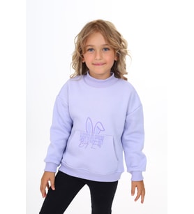 Toontoy Kız Çocuk Baskılı Sweatshirt (Mavi)