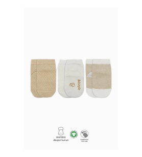 Mey İthalat® Puanlı Kaymaz Penye Soket Çorap 3'Lü BS10108 Bej