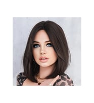 Koyu Kahverengi Düz Bob Uzun Perçemli Peruk