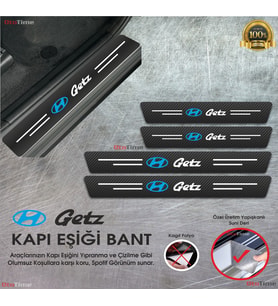 Hyundai Getz Logolu Karbon Kapı Eşiği Koruyucu Suni Deri 4'lü Set