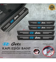 Hyundai Getz Logolu Karbon Kapı Eşiği Koruyucu Suni Deri 4'lü Set