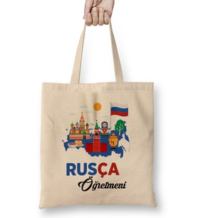 Rusça Öğretmeni Bez Çanta Uzun Saplı