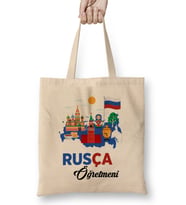 Rusça Öğretmeni Bez Çanta Uzun Saplı