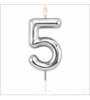 5 Rakam Mum Gümüş - 10 cm