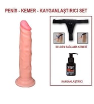 OdinsShop 18,5 cm Belden Bağlamalı Yeni Nesil Realistik Testissiz Penis + Kemer + Kayganlaştırıcı