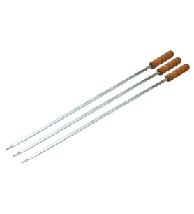 Ahşap Saplı Tavuk Şişi - Dar Yassı - Metal - 50 cm