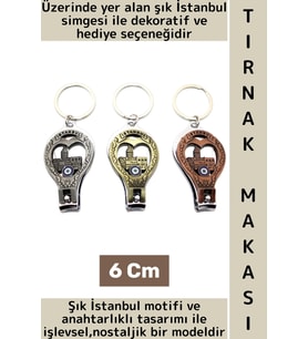 Hediye Dekoratif Kişisel El Ayak Bakım Şık İstanbul Temalı Anahtarlık Tasarımlı Tırnak Makası 6 Cm