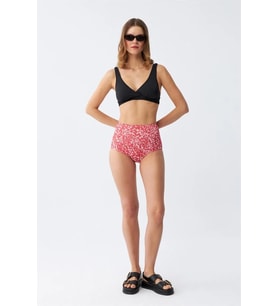 Kadın Pedli Yüksek Bel Bikini Takımı - Siyah