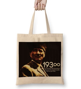 Atatürk 03 Bez Çanta Uzun Saplı