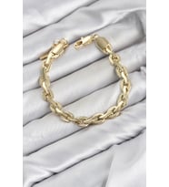 CM Kalın Zincir Model Gold Renk Pirinç Kadın Bileklik TJ-BB8600