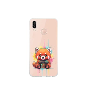 Huawei P20 Lite ile Uyumlu Splash Tilki Tasarımlı Şeffaf Silikon Kılıf