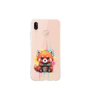 Huawei P20 Lite ile Uyumlu Splash Tilki Tasarımlı Şeffaf Silikon Kılıf