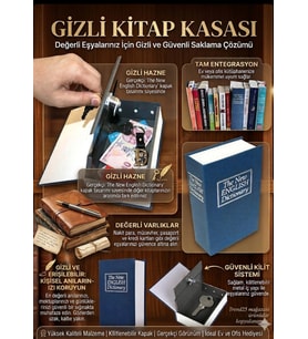 Premıum Boy Kitap Görünümlü Gizli Kasa