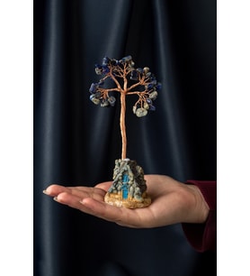 Lapis Lazuli Taşı El Yapımı 5x12cm Doğal Taş Dekoratif Hayat Ağacı