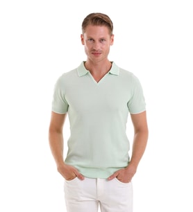 Hatemoğlu Mint Regular Fit Desenli Pamuklu Polo Yaka Casual Tişört (Mint Yeşili)