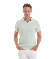 Hatemoğlu Mint Regular Fit Desenli Pamuklu Polo Yaka Casual Tişört (Mint Yeşili)