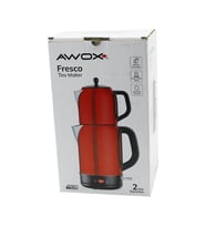 AWOX FRESCO KIRMIZI ELEKTRİKLİ ÇAY MAKİNESİ ÇAYCI SET 1.7LT SU ISITICI + 1.2LT DEMLİK PASLANMAZ ÇELİK GÖVDE 2200W (5680)