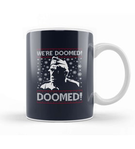 Dads Army We're Doomed Christmas Knit Pattern Kupa Bardak Porselen