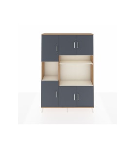 Arges Dolap 9 Raflı 6 Kapaklı 132x30x195 Çam-Antrasit/Aytaşı