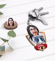 BK Gift Kişiye Özel İsimli Kadın Radyolojist Karikatürlü Ahşap Anahtarlık-1