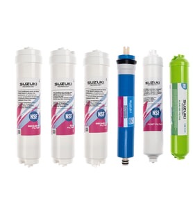 12 Inç Kapalı Kasa Su Arıtma Cihazı Tam Set (6 Filtre) Alkali Filtre Ilaveli (Beyaz - Antrasit)