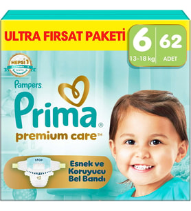 Bebek Bezi Premium Care 6 Numara 62 Adet Ultra Fırsat Paketi