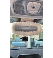 Peluş Dikiz Ayna Kılıfı Süs Beyaz