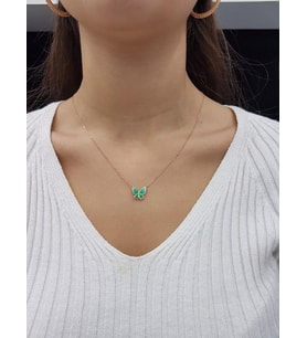 Kelebek Lazer Mineli Minimal Kolye (Karışık)