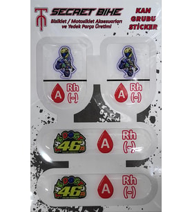 Secret Bike Mavi Motosiklet Ve Kask Kan Grubu Sticker A Rh (-) Negatif