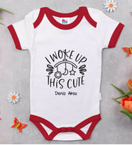 BK Kids Kişiye Özel This Cute Tasarımlı Kırmızı Bebek Body Zıbın-1