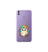 Honor 8C ile Uyumlu Splash Kirpi Tasarımlı Şeffaf Silikon Kılıf