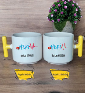 Hekim Kupa Bardak T Sarı Kulplu Doktora Tıp Bayramı Hediyesi