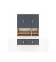 Arges Dolap 8 Raflı 2 Çekmeceli 6 Kapaklı 132x30x195 Çam-Antrasit/Aytaşı