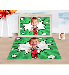 BK Gift Kişiye Özel Çocuk Kick Box Karikatürlü 1000 Parça Profesyonel Puzzle-1