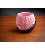 3D Baskı Küre Saksı - Kafes Dokulu İki Parçalı Dekoratif Saksı - Pembe-Siyah