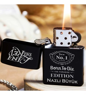 Kişiye Özel İsimli Benzinli Siyah Zippo Çakmak - Lana Del Rey Baskılı