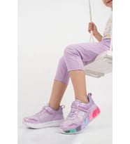 Ruffon Lila Fuşya Cırtlı Işıklı Kız Çocuk Spor Ayakkabı 1035 F